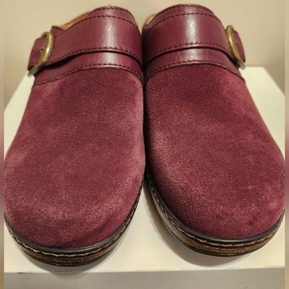 Earth "Kulla" Dark Red Berry Suede/Leather Trim Ultra-Padded Clogs Sz.8 Ret $110 - Picture 5 of 7